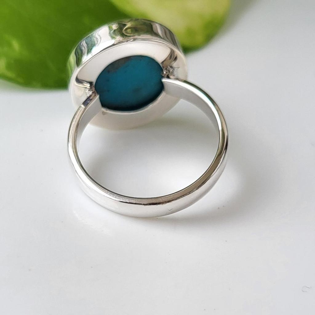 Natürlicher Blauer Türkis Edelstein 925 Sterlingsilber Ring Gr. 7.75 US, Geschenkring