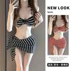Bikini Swimsuit Women's Three-piece Striped Sexy Seaside Resort Hot