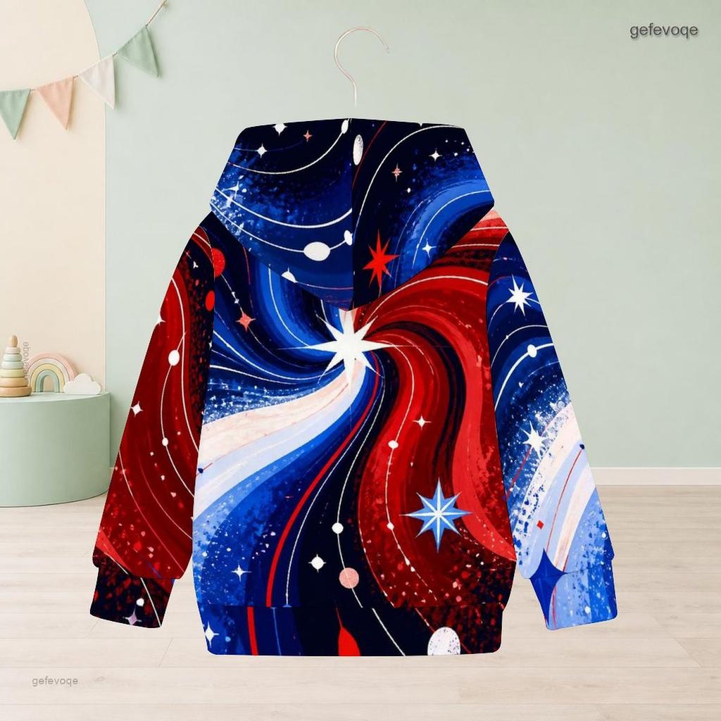 Girls Long Sleeve Hoodie Bald Eagle American Flag Printed Pullover
