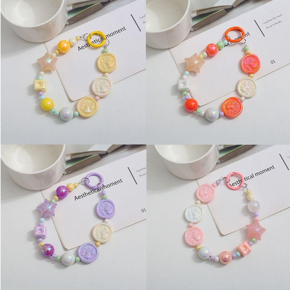 

Resin Star Bead Pendant Gradient Phone Lanyard Fashion Bag Key Chain Bag Accessories рожевий