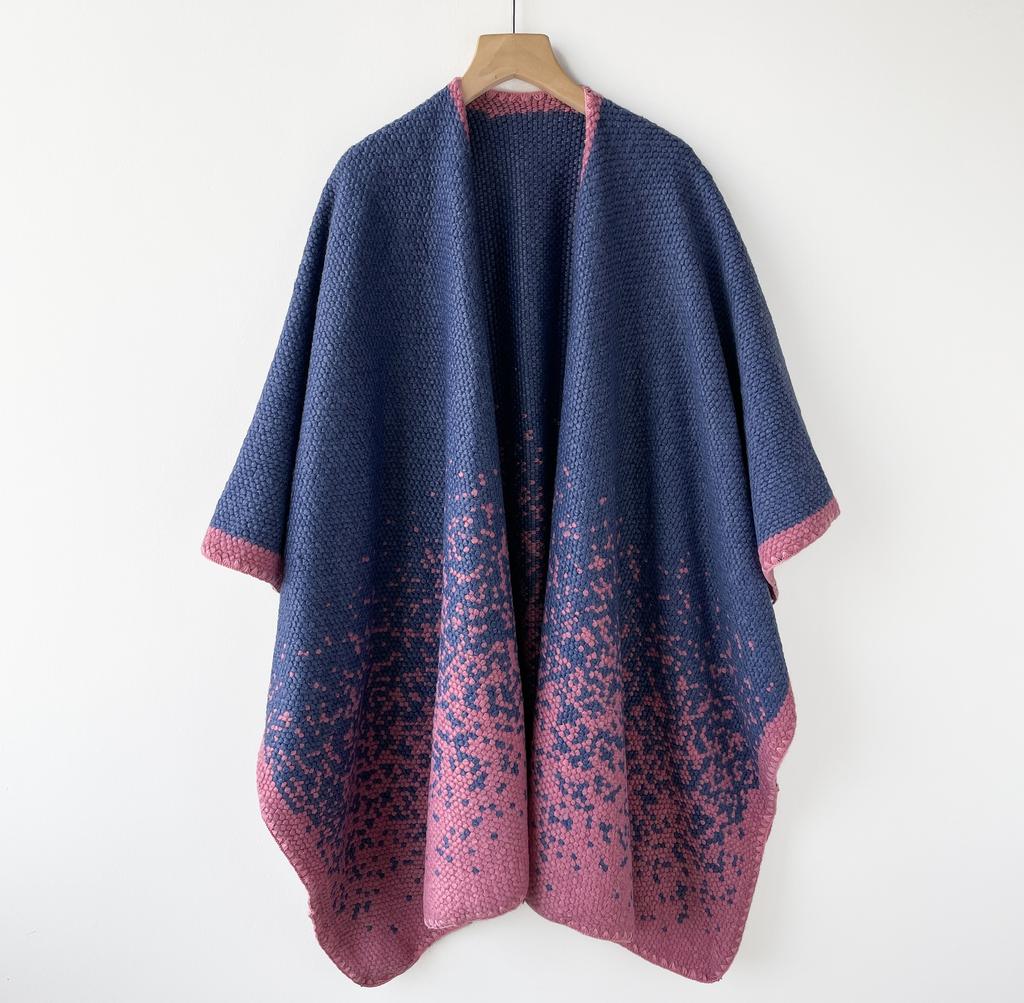 Light luxury versatile rough knitted women's shawl retro cape imitation cashmere scarf autumn and winter warm cape