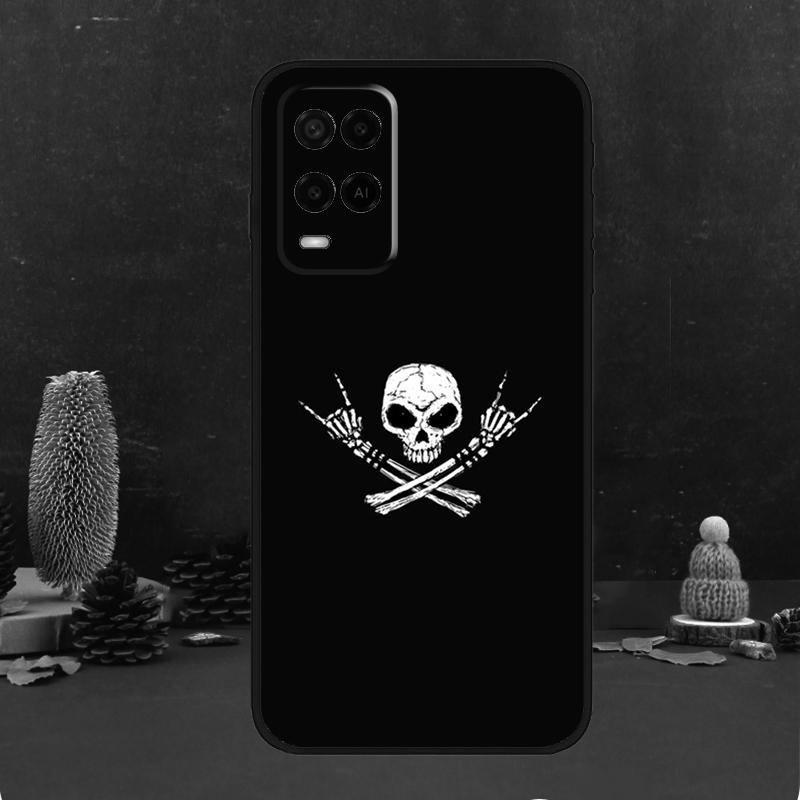 Rock and Roll Skull Case For Oppo A5 Pro A6 A15 A18 A38 A58 A78 A98 A54 A74 A94 A17 A57 A80 A60 A40 A16 A76 A96