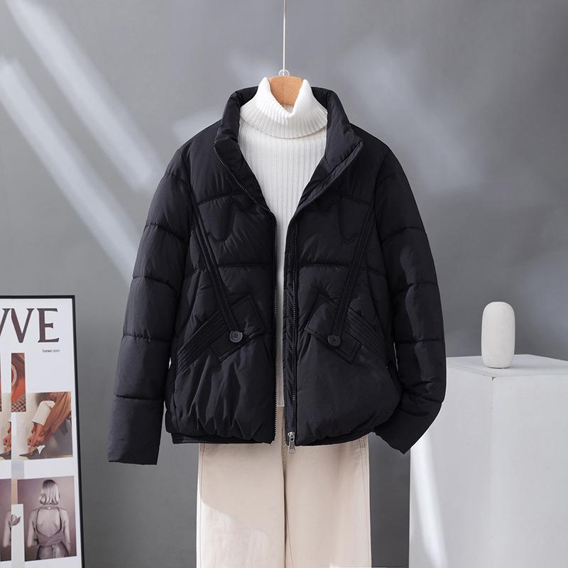 Cross-border autumn and winter new light cotton clothes women's short fashion foreign style loose stand-up collar warm jacket