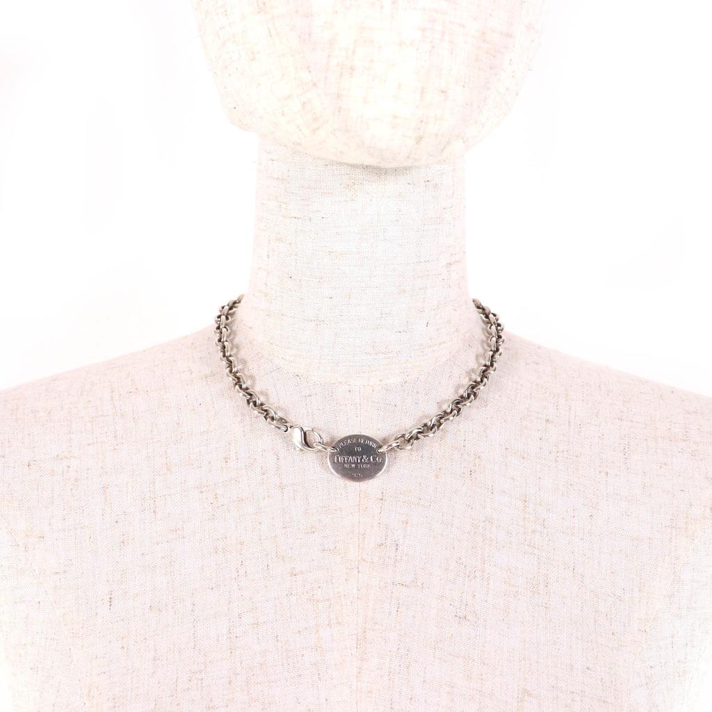 Very Good TIFFANY&Co. choker Oval Tag Choker Necklace Accessories Silver SV925  Used