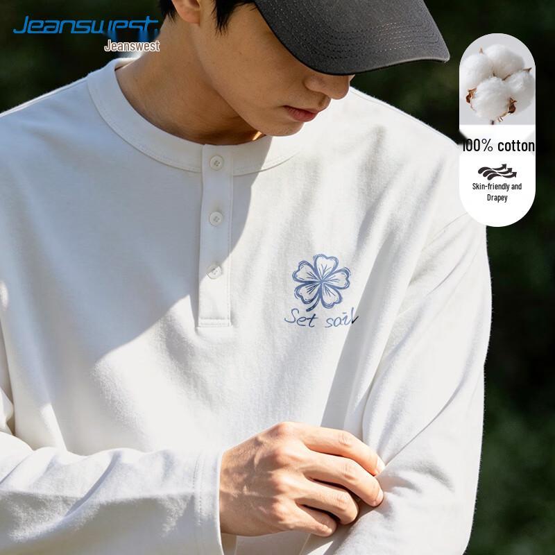 Jeanswest Men's Japanese-Style Cotton Long-Sleeve Graphic Tee