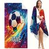 Custom Photo Football Beach Towel, Personalized Name High-Quality Large Beach Towel Creative Design Refreshing Vacation Vibe