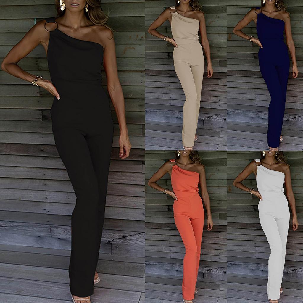 Women's Summer Casual Fashion Temperament Color Sleeveless Jumpsuit