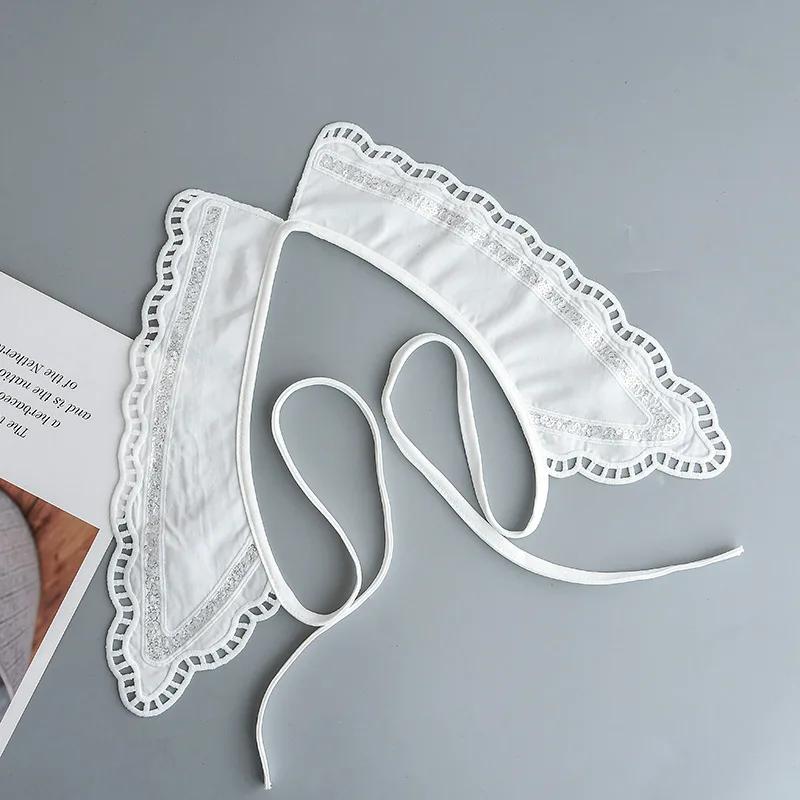 Perfect Match Women White Embroidery Fake Collar Shawl Wraps Girls Summer Dress Shirt Hollow Out Floral Necklace Scarf False Collar