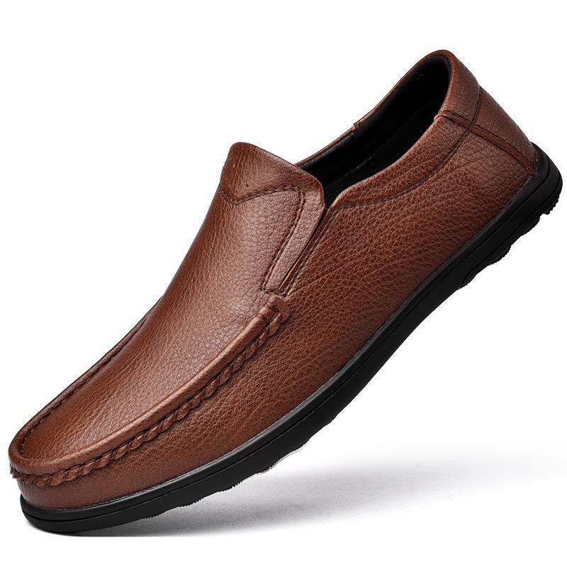 

Мужская обувь Весенняя обувь из натуральной кожи Деловая повседневная обувь Туфли на шнуровке Peas One Pedal Летняя обувь с мягкой подошвой 44 коричневый