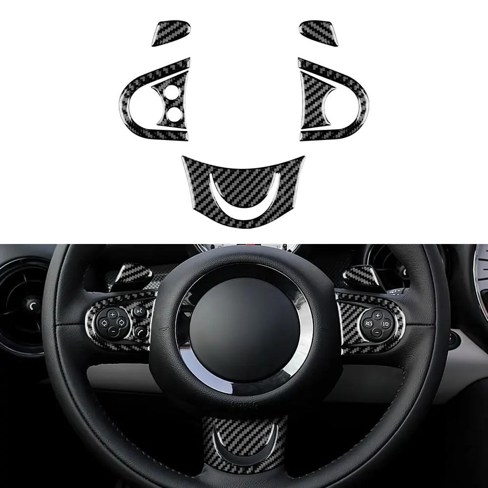 Real Soft Carbon Fibre For Mini Cooper Hardtop R56 Clubman R55 R57 2008 2009 2010 Accessories Steering Wheel Decorative Sticker