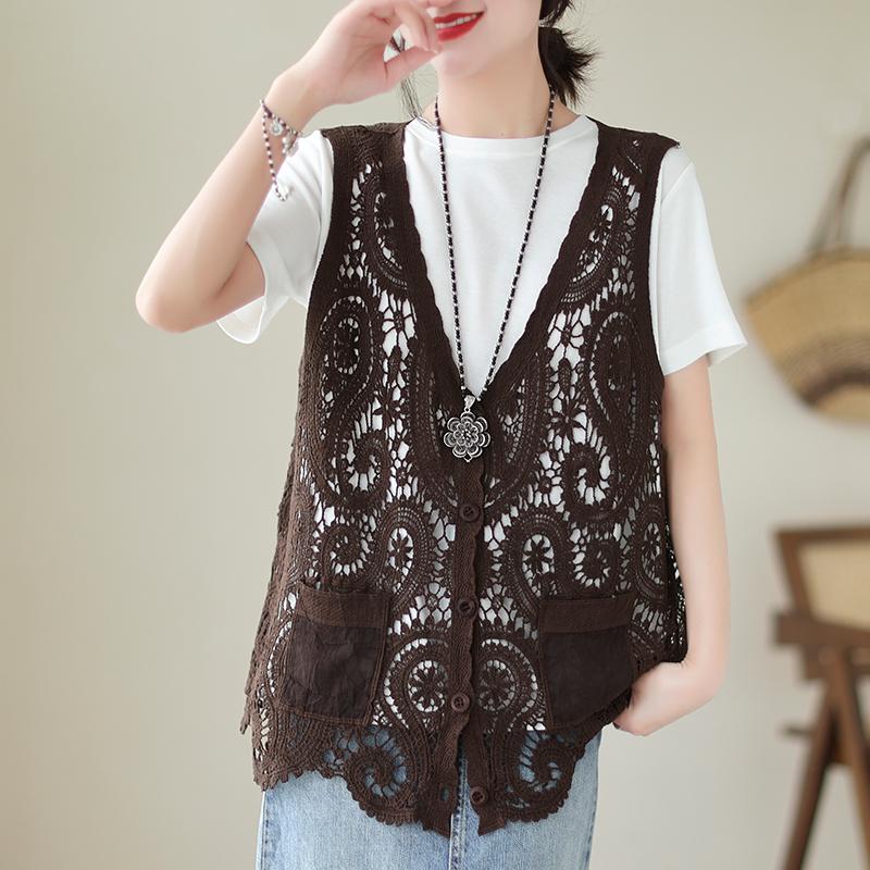 DIMANAF 2023, vestă de vară pentru femei, vestă scobită din tricot