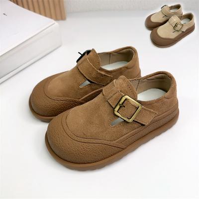 Retro Kinder Freizeitschuhe Zehenschuhe Jungen und Mädchen Lederschuhe Einzelne Schuhe Mattes Leder