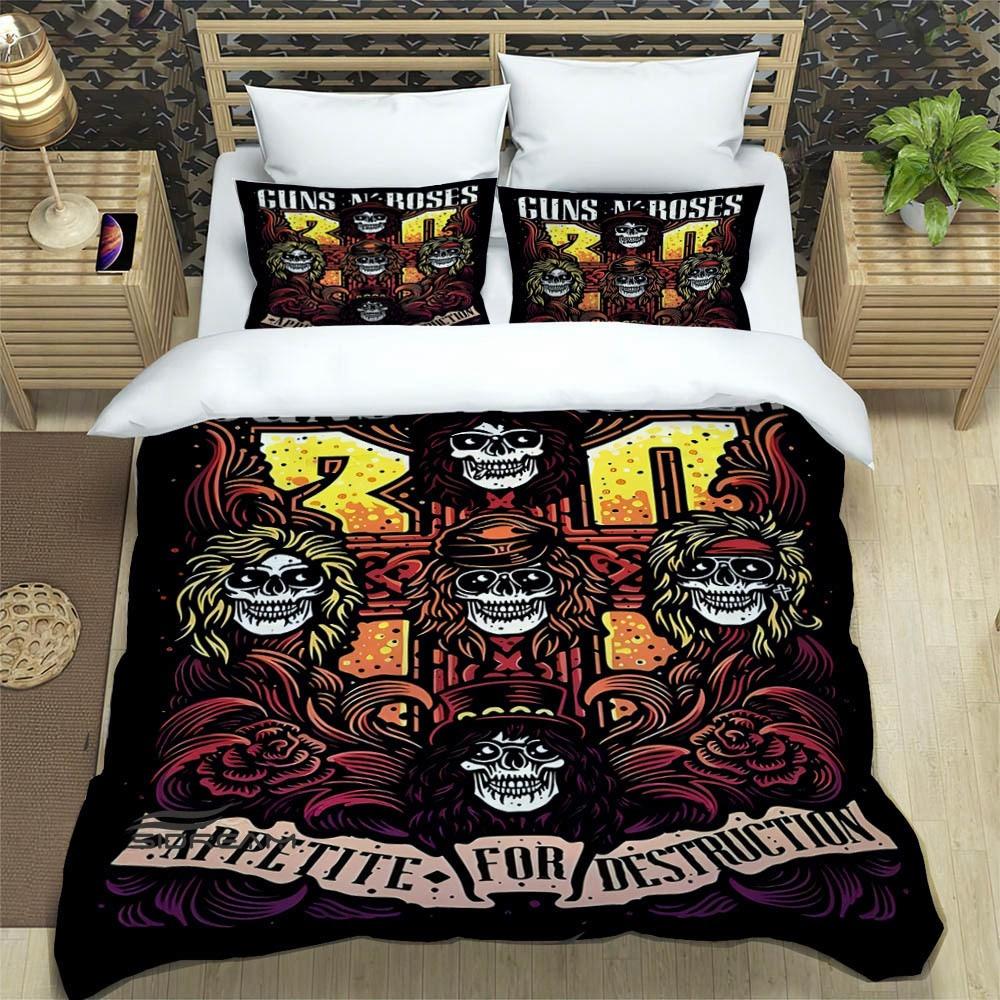 Rock Band Guns N Roses Luxury Bedding Set Duvet Cover Comforter Exquisite Bed Supplies Birthday Gift
