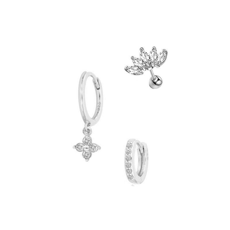 New Design Stainless Steel Cubic Zirconia Chain Hoop Earring For Women Star Moon Pendant Cartilage Earring Piercing Jewelry