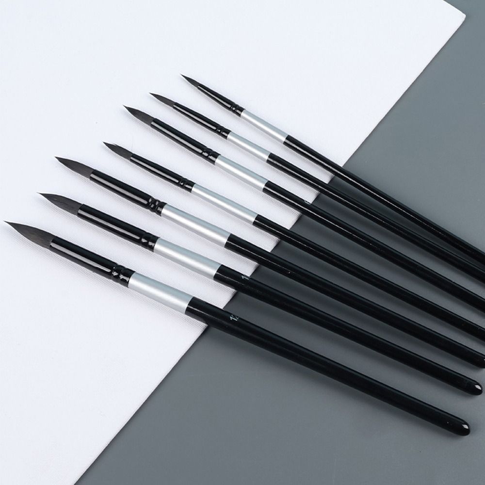 7Pcs/Set Beginner Artist Kit Gouache Painting Pen Round/Pointed Tips Paint Brushes Set  Art Class