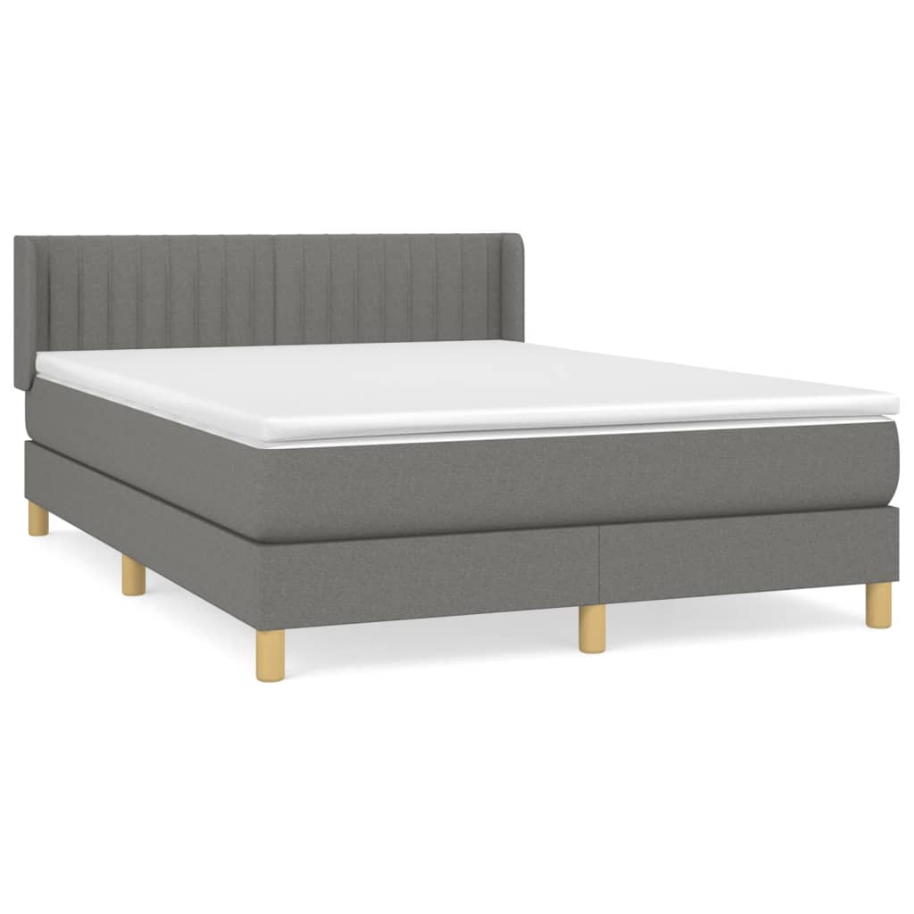 Box Spring Bed with Mattress Dark Gray 140 x 190 cm Fabric