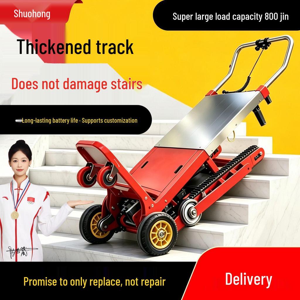 Electric Stair Climbing Trolley with Large Wheels for Moving Tiles and Cement