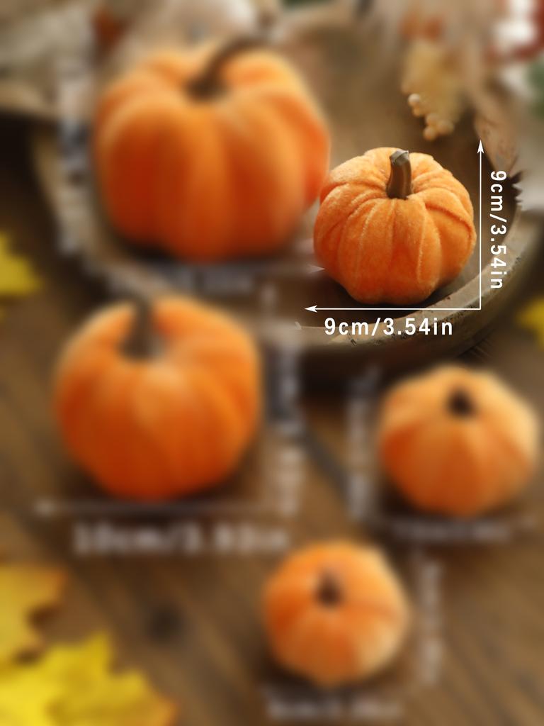 1pc Velvet Artificial Pumpkins Decoration red Pumpkin Decor for Fall Halloween Thanksgiving Autumn Harvest and Home Decorations