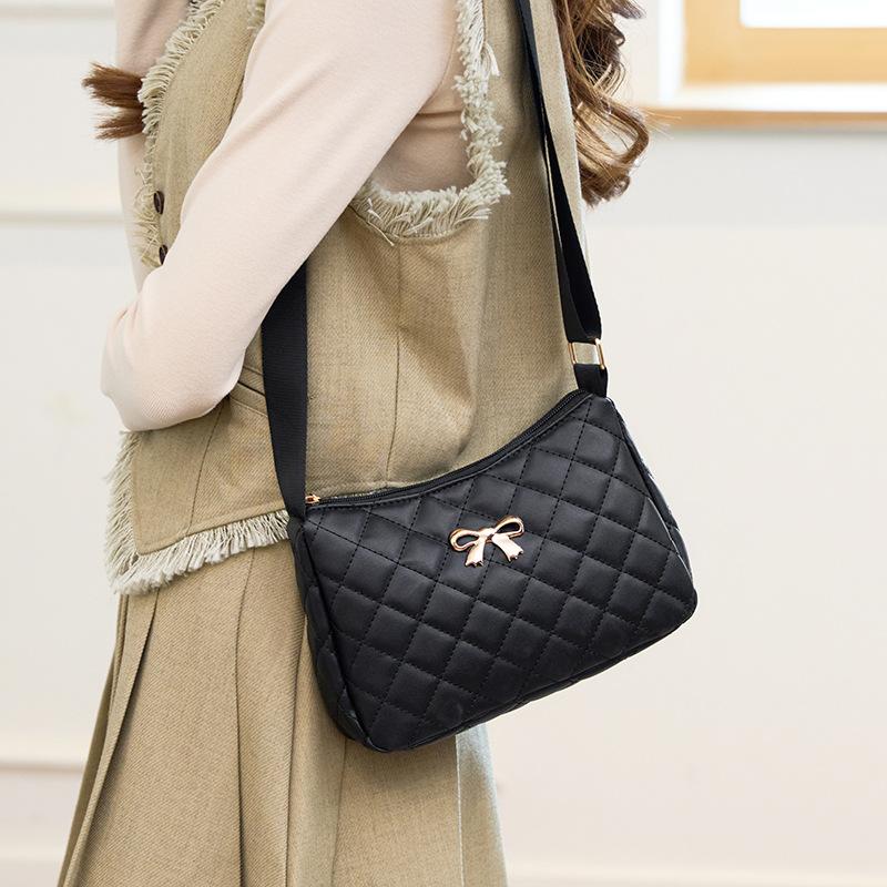 JYL TS Women's Sling Bags  Bow Bag 143 Underarm PU Rhombus All Match Bag