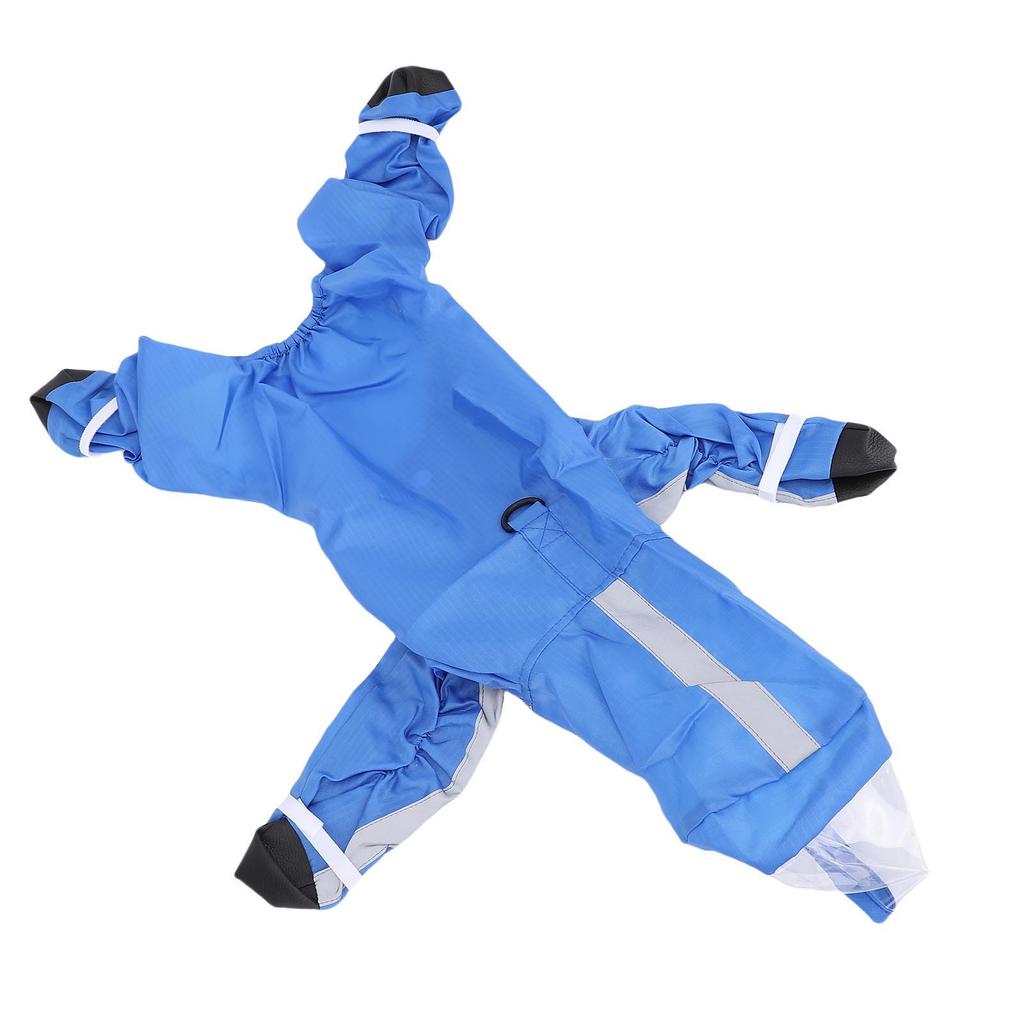 Hund Regenmantel mit Kapuze Modisch Wasserdicht 4 Beine Hunde Regenjacke Slicker für Welpen Kleine Haustiere Blau S