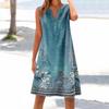 Women's Cotton And Linen Dress Summer Sleeveless Comfortable Travel Beach Dress Fashionable Spring And Summer Vacation Wear