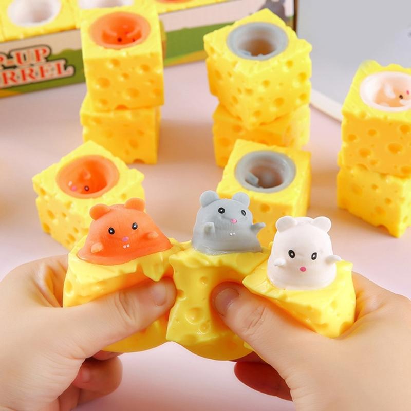 Squeeze Cheese Stress Ball Mouse Shaped Sensory Squeeze Toy For Adults Children Office Home Use Soft Durable TPR Material