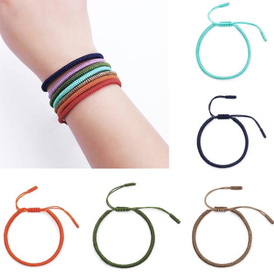Unisex Bracelet Solid Color Handmade Rope Braided Lucky Bangle Jewelry for Party