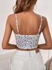 Satin Tank Top Printing Halter Crop Tops Women Summer Adjustable Shoulder Strap Camis Backless Camisole Casual Tube Female Sleeveless Cropped Vest