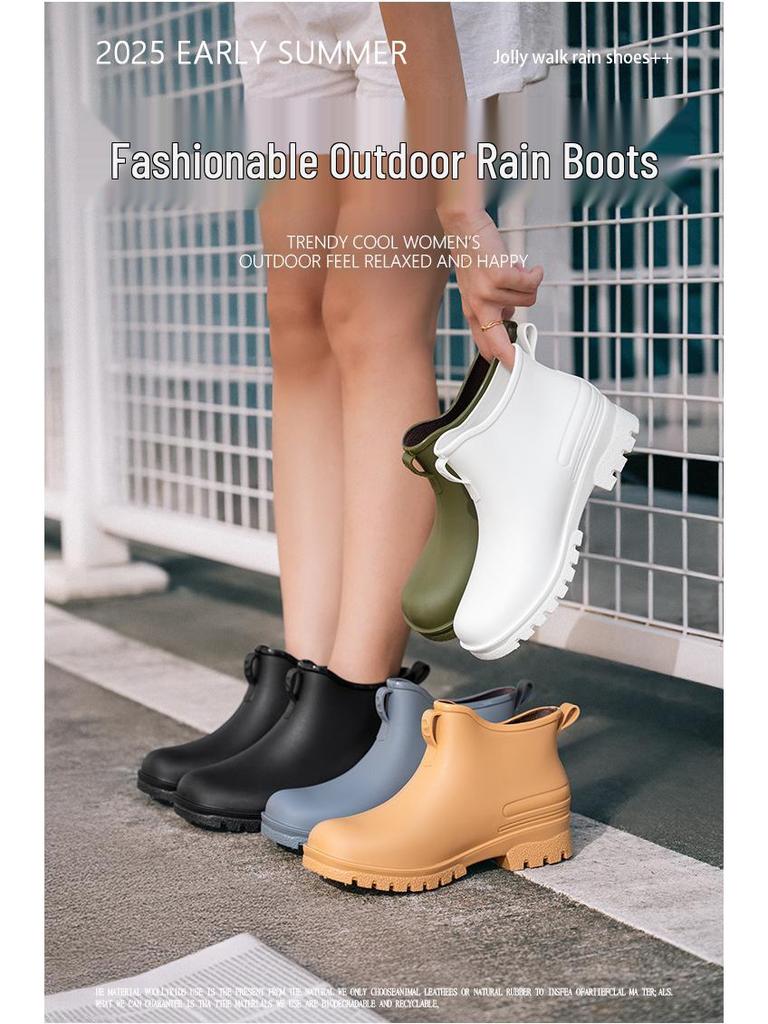 Modische Unisex Kurze Regenstiefel mit Samt, Rutschfestem, Wasserdichtem Design für Damen