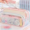 3 Compartments Pencil Bag Large Capacity Pen Pouch Desk Organizer School Supplies Home Office Stationery Storage Bag