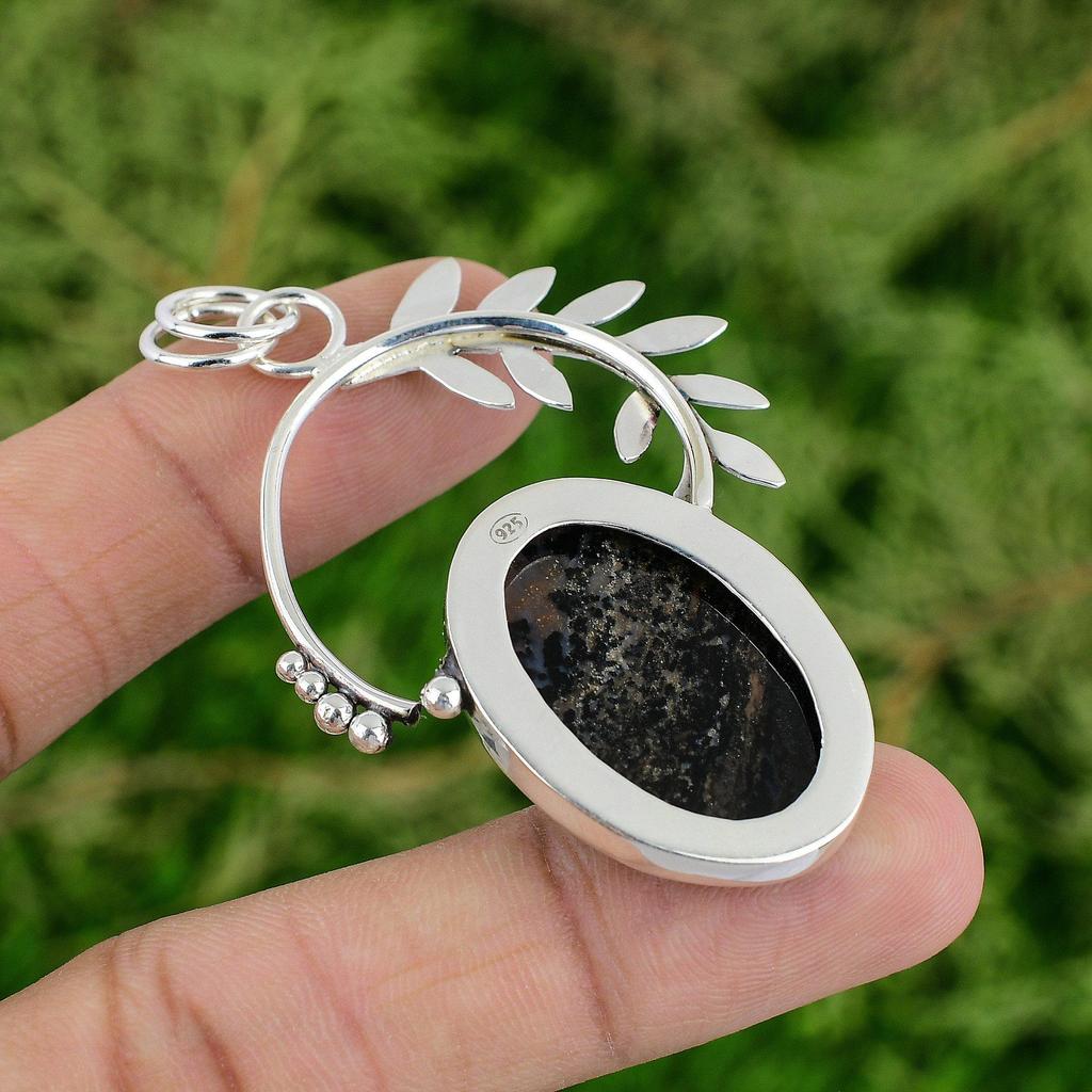 Daughters Day Deal Sterling Silver Natural Honey Dendrite Opal Wedding Pendant
