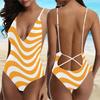 Hot Selling and Popular Women's Fashionable Stripe Printed Camisole with Backless Swimsuit