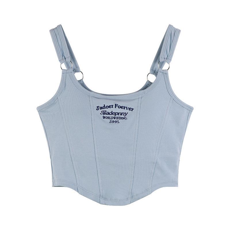 Letter Printed Small Camisole Vest for Women Paired with Pure Cotton for Spicy Girls Slim Fit Short Top for Outerwear