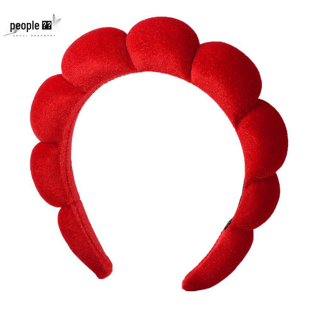 Gold Velvet Spa Headband & Wristband Set for Face Washing & Makeup