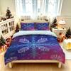 Christmas Duvet Cover Set 3Pcs Purple Gradient Snowflake Starry Print Soft Microfiber Bedding with Pillowcases Decor
