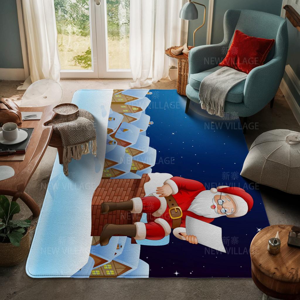 House Entrance Carpet Home Door Mat Living Room Bath Foot Bathroom Non-slip Water Absorption Rugs Bath Merry Christmas Winter