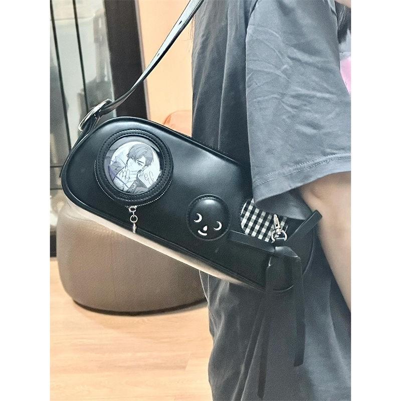 Japanese Style Black Handbag Women Lolita Transparent Bow Casual Shoulder Bags Female Harajuku Aesthetic Ita Bags Chic