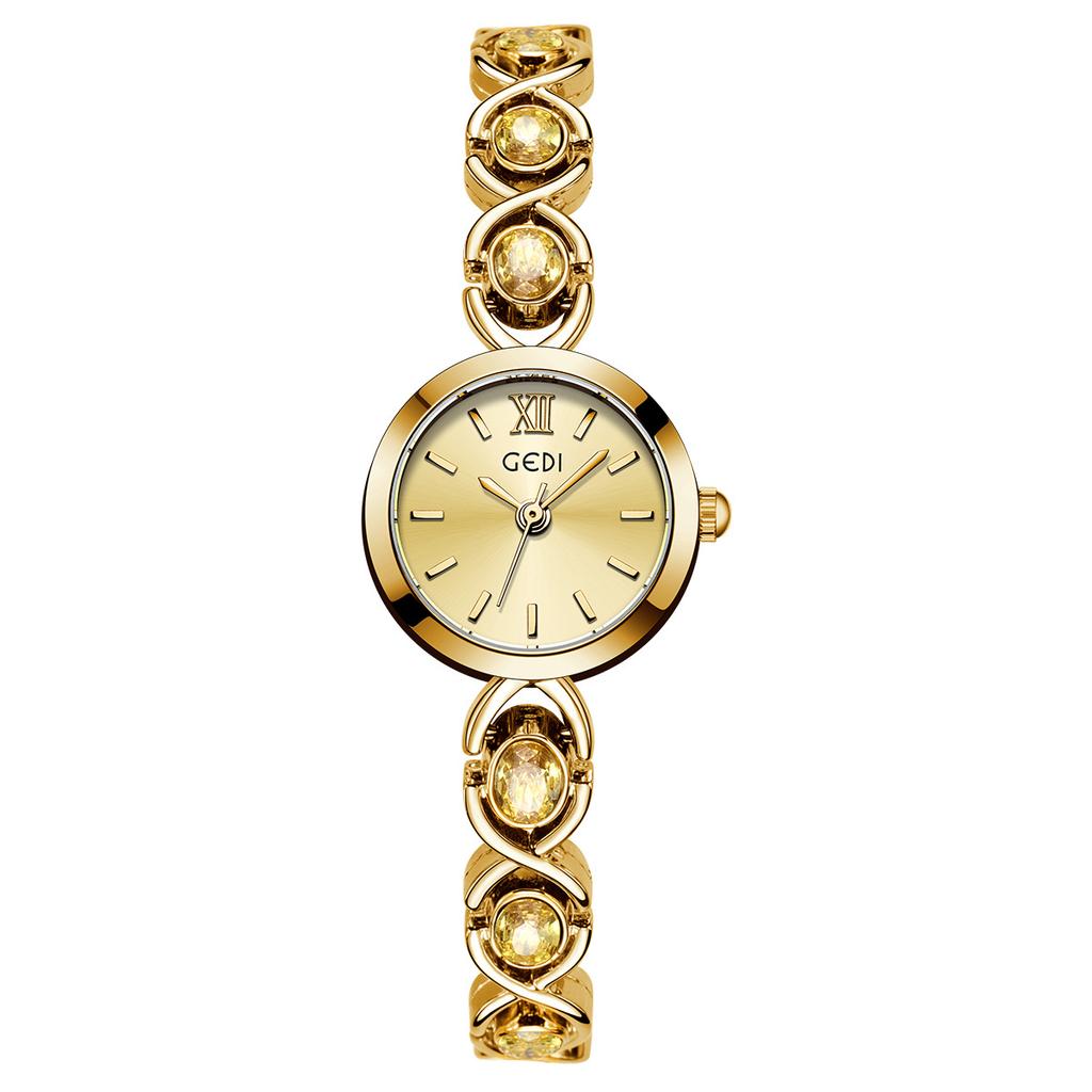 Retro Round High-Value Watch Women'S Light Luxury Fashion High-End Sense Small And Exquisite Quartz Watch