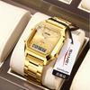 Gold Square Women's Watch Niche Light Luxury Steel Belt Waterproof Alarm Clock Men's Watch