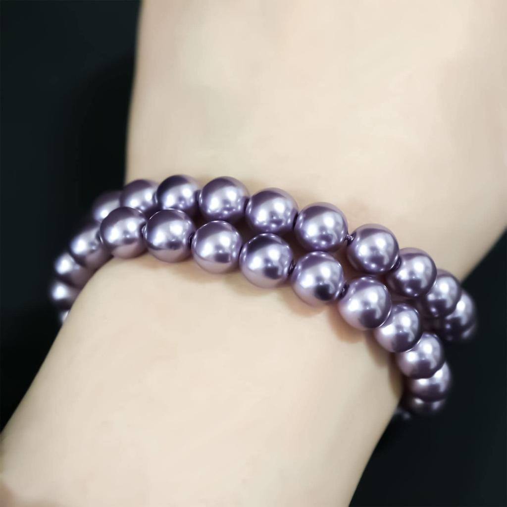 Shell Pearl Pearl Parts Purple Handmade Beads for Accessories Hole 8mm Double Hole Genuine Pearl Specification Uses Shell Powder Sold In a Row