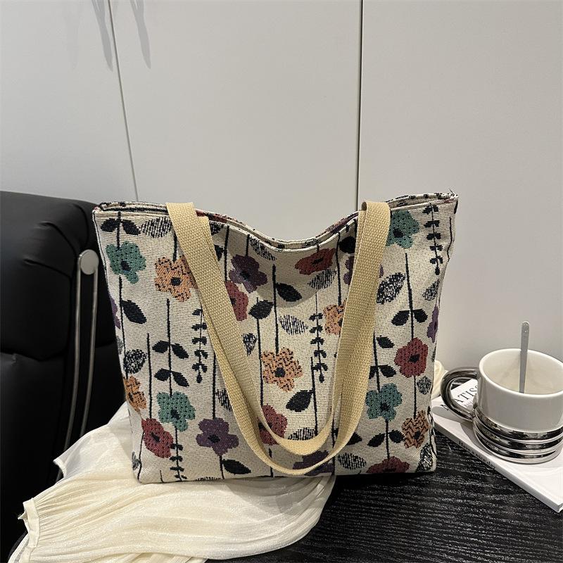 Popular Large-capacity Niche Shoulder Bag Women's 2025 New Ins Cloth Bag Tote Bag Class Handbag Commuter Bag