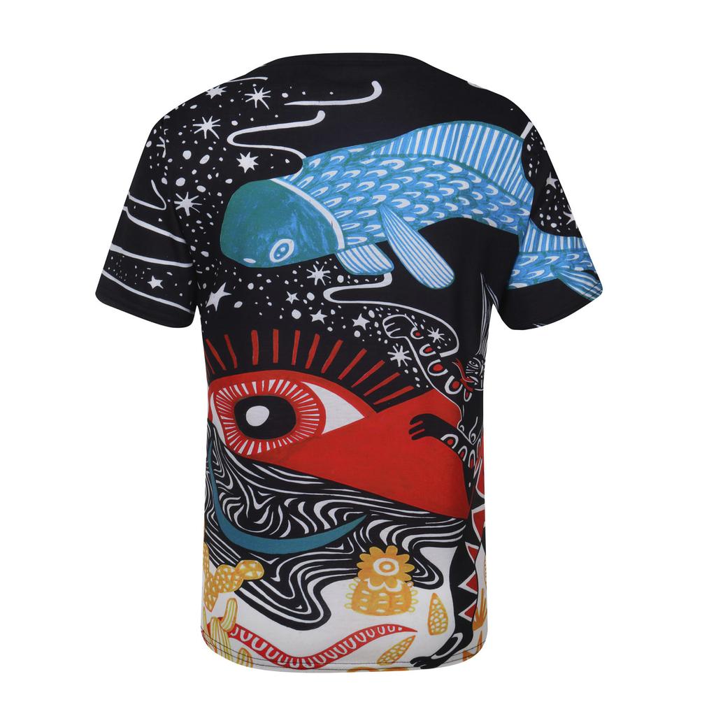 Men's Summer Casual 3D Printed Short Sleeve Round Neck Top T-shirt Blouse