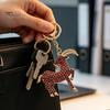 Decorative Backpack Accessory Goat Keychain with Sparkling Rhinestone, Golden Plated Sheep Alloy Rhinestone Keyring, Bling Animal Pendant for Handbag