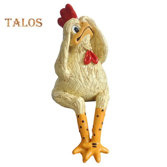 Sitting Chick Figurine Cartoon Yellow Chicken Statue Sculpture Resin Hen Animal Model Home Office Bookshelf Desktop Decoration Ornament