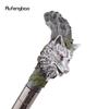 Silver Harts Varghuvud Trärot Gåkäpp Mode Dekorativ Stålstav Gentleman Elegant Cosplay Käpp Knopp Biskopsstav 93cm