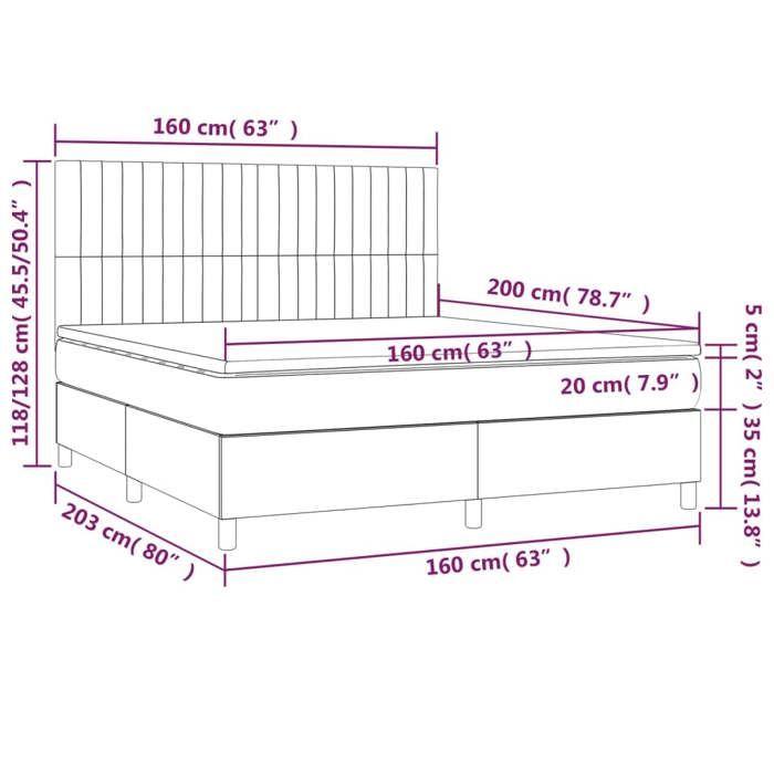 VidaXL Sommier à Lattes de Lit avec Matelas et LED, Lit Rembourré, Lit Double, Lit Adulte de Chambre à Coucher Intérieur, 3135046
