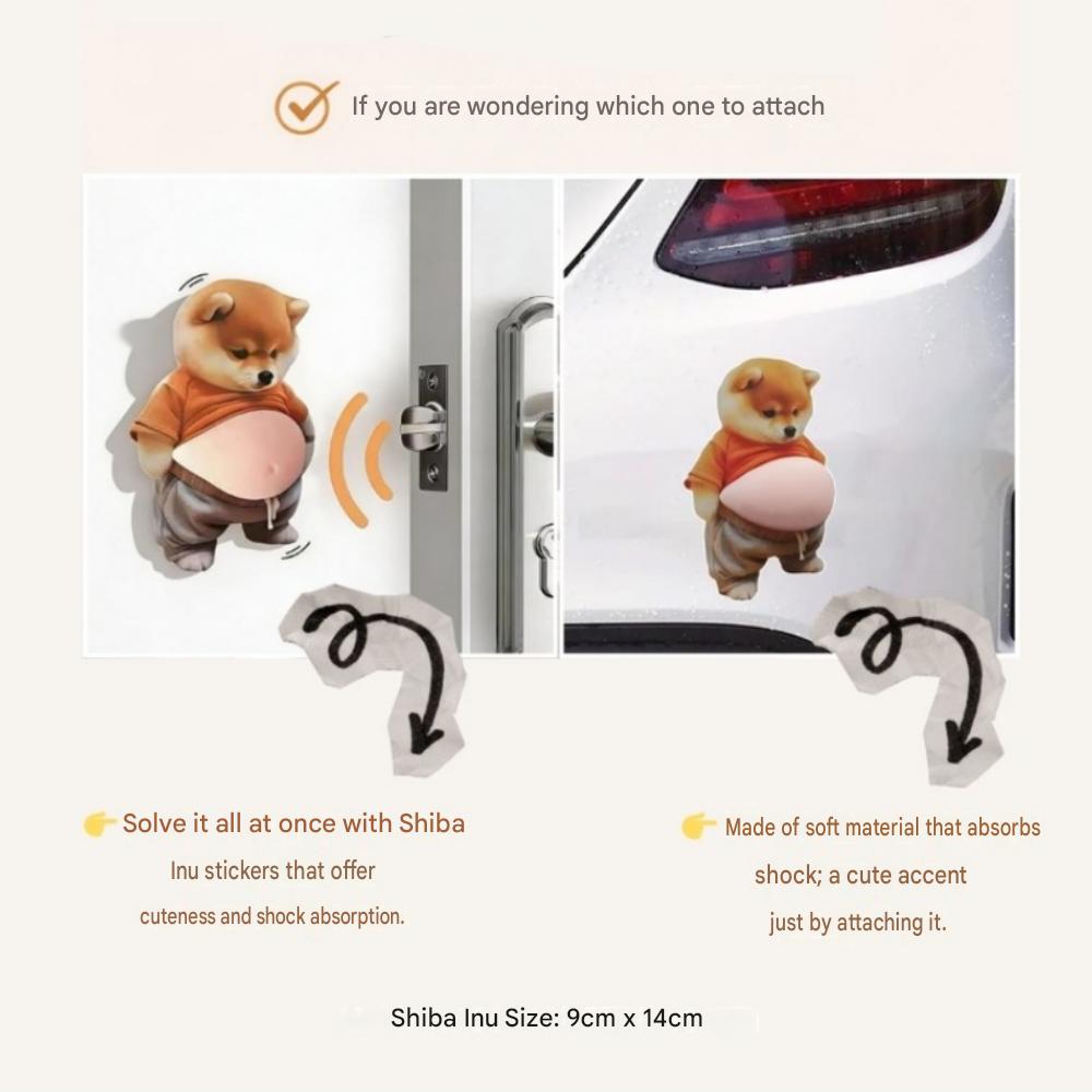 Car & Door Protection Damage Prevention Soft Belly Shiba Inu Stickers, 4 Pieces