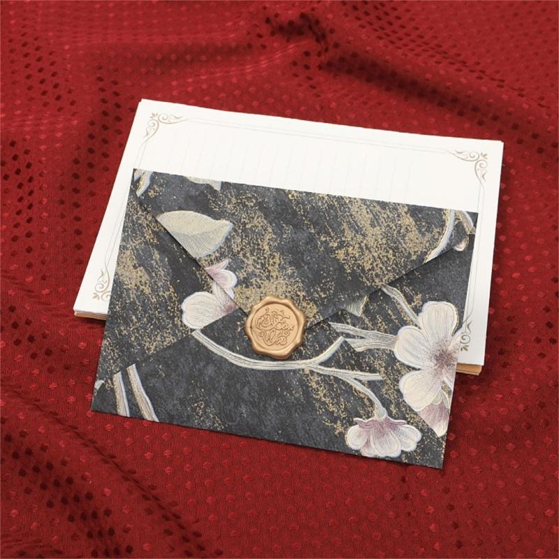 20Pcs Antique Floral Pattern Envelopes 6.46x4.4Inch Folding Envelopes For Wedding Invitation Valentines Card And Mailing