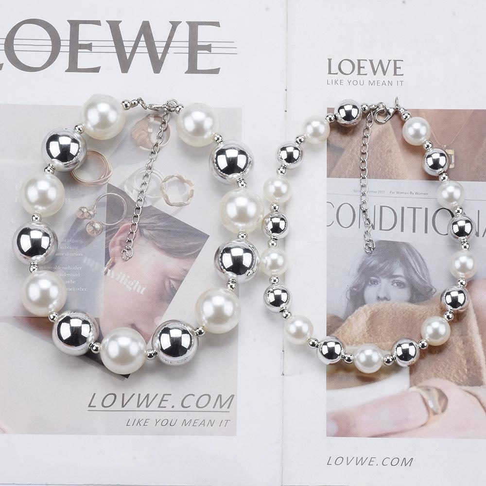 Creative Multi-layer Pearl CCB Sweater Chain Collarbone Chain Temperament Elegant Love-shaped Layer Necklace