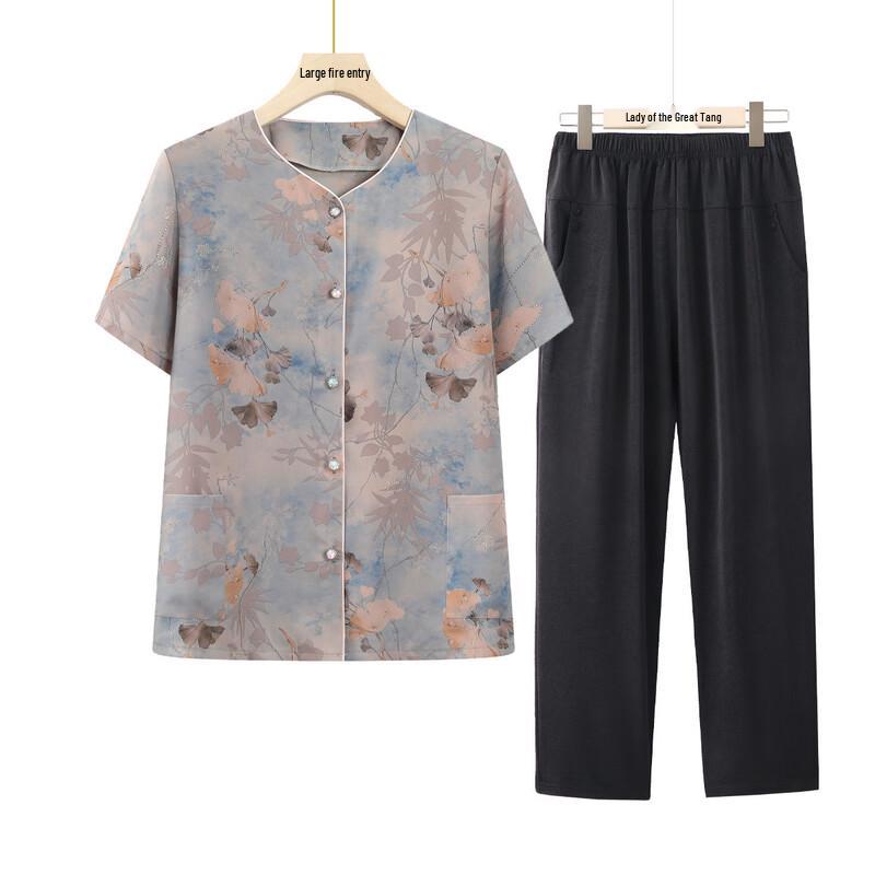 Elderly Women's Breathable Short-Sleeve Shirt Set